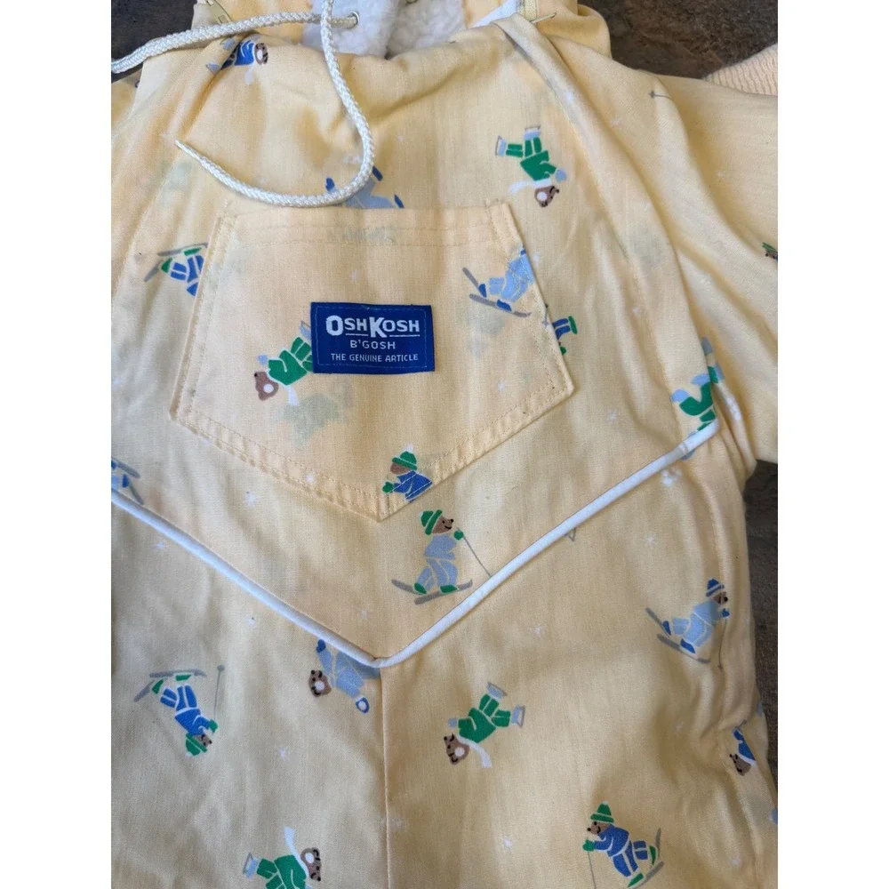 Vintage Oshkosh Bear Snowsuit Bunting Suit Baby 24 Months Hooded Fleece USA